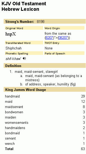 Study of word "maidservant"
